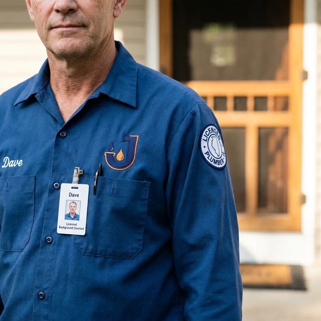 Licensed plumber showing ID badge in Waterford, NY