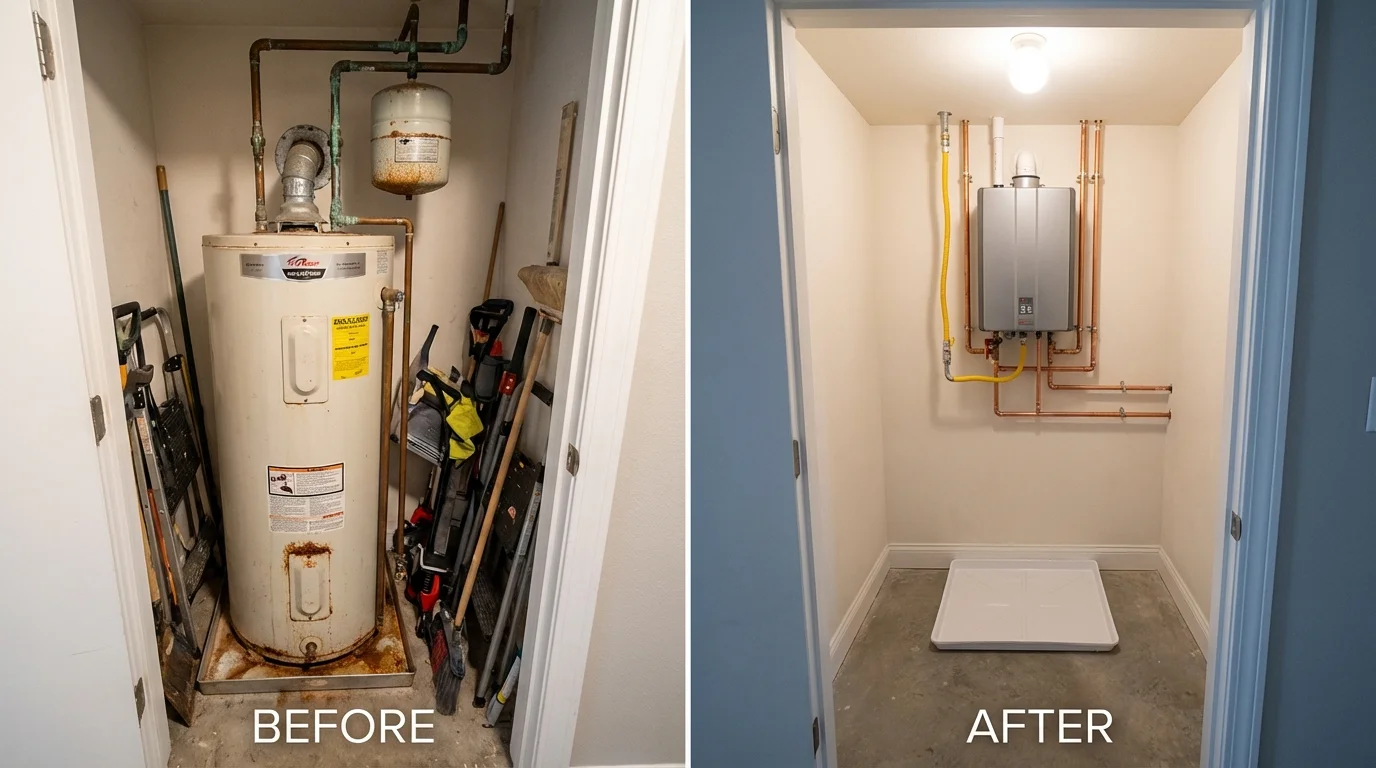 Tank water heater versus wall-mounted tankless unit comparison for Waterford, NY homeowners