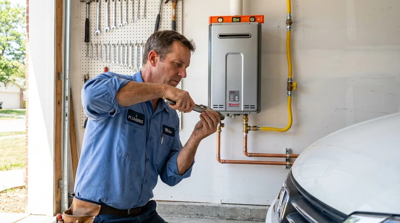 Tankless water heater installation by a Johns Plumbing LLC plumber in Waterford